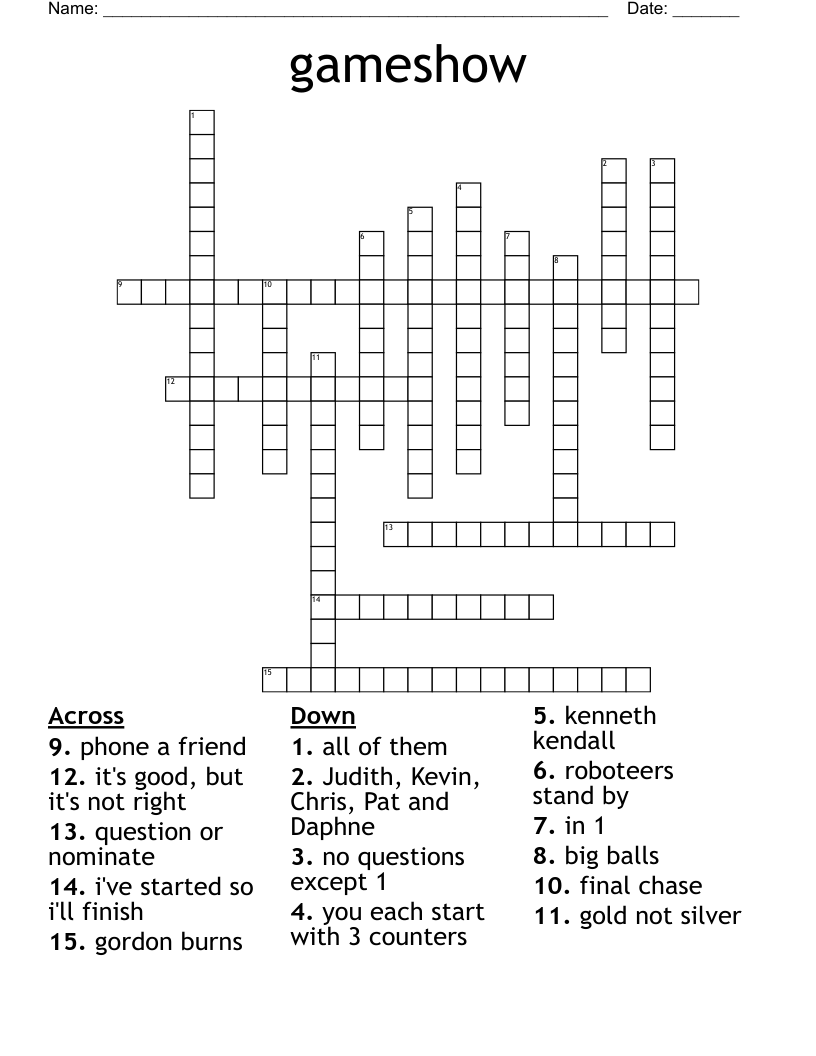 gameshow Crossword