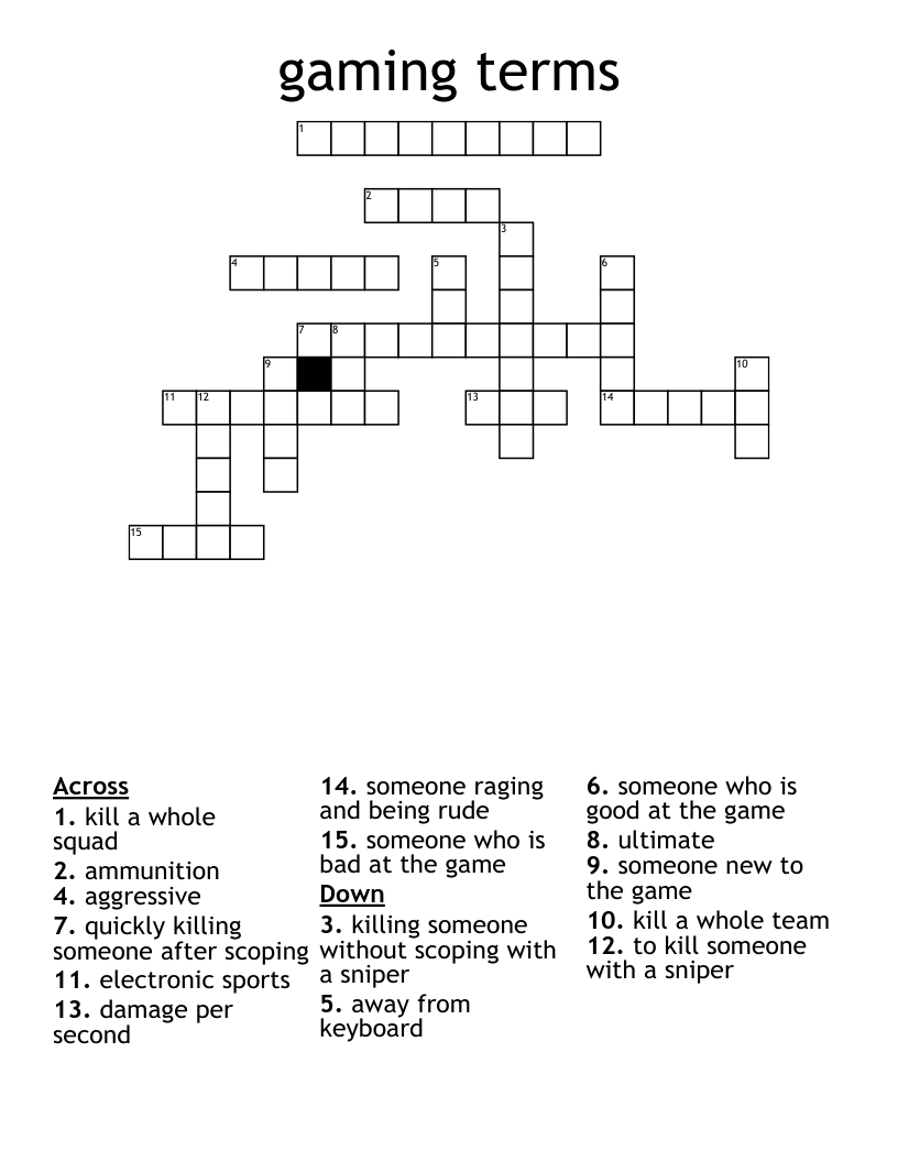 gaming terms Crossword
