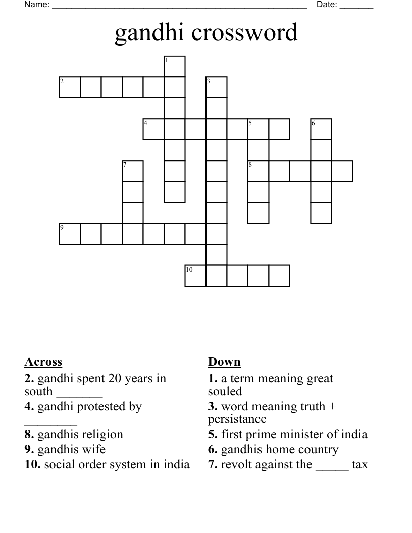 gandhi crossword