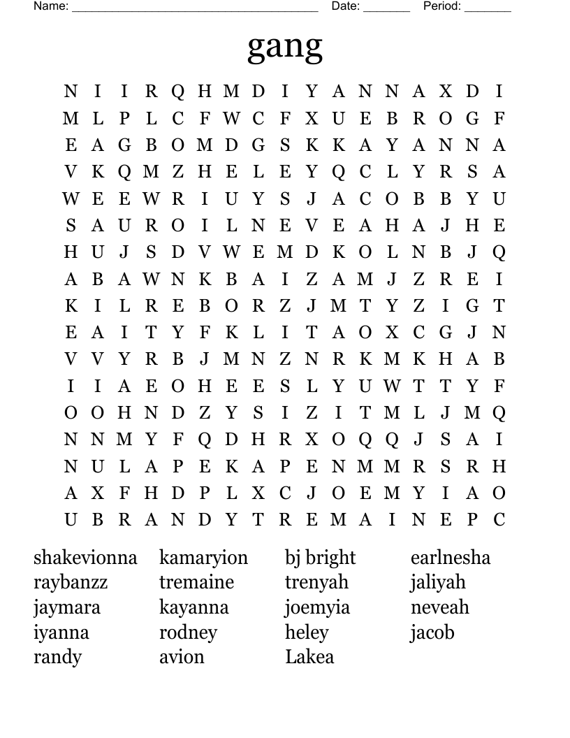 gang Word Search