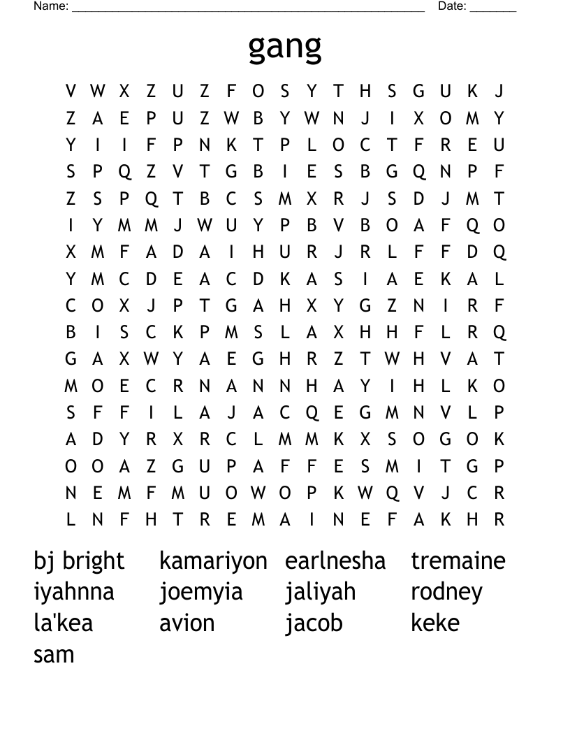 gang Word Search