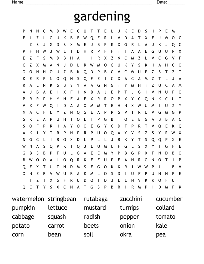 gardening Word Search