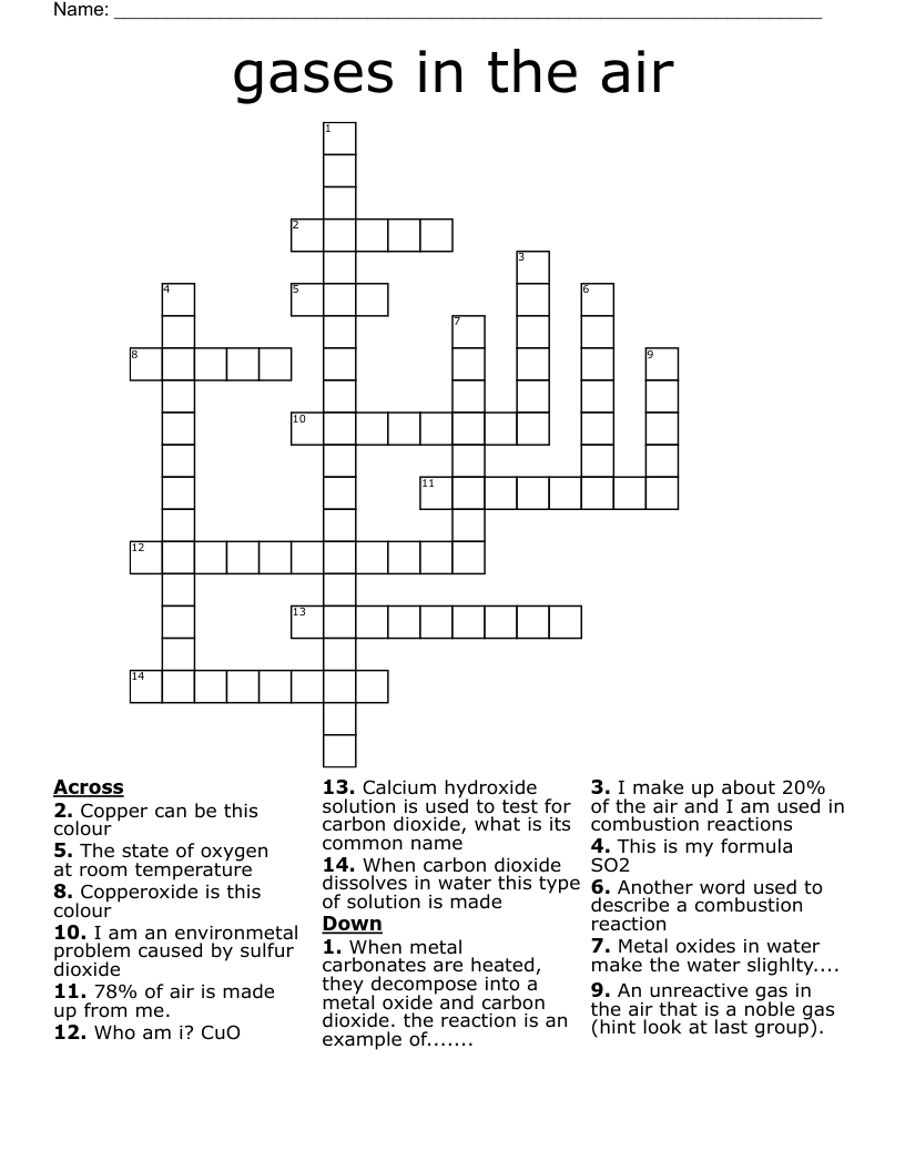 gases in the air Crossword