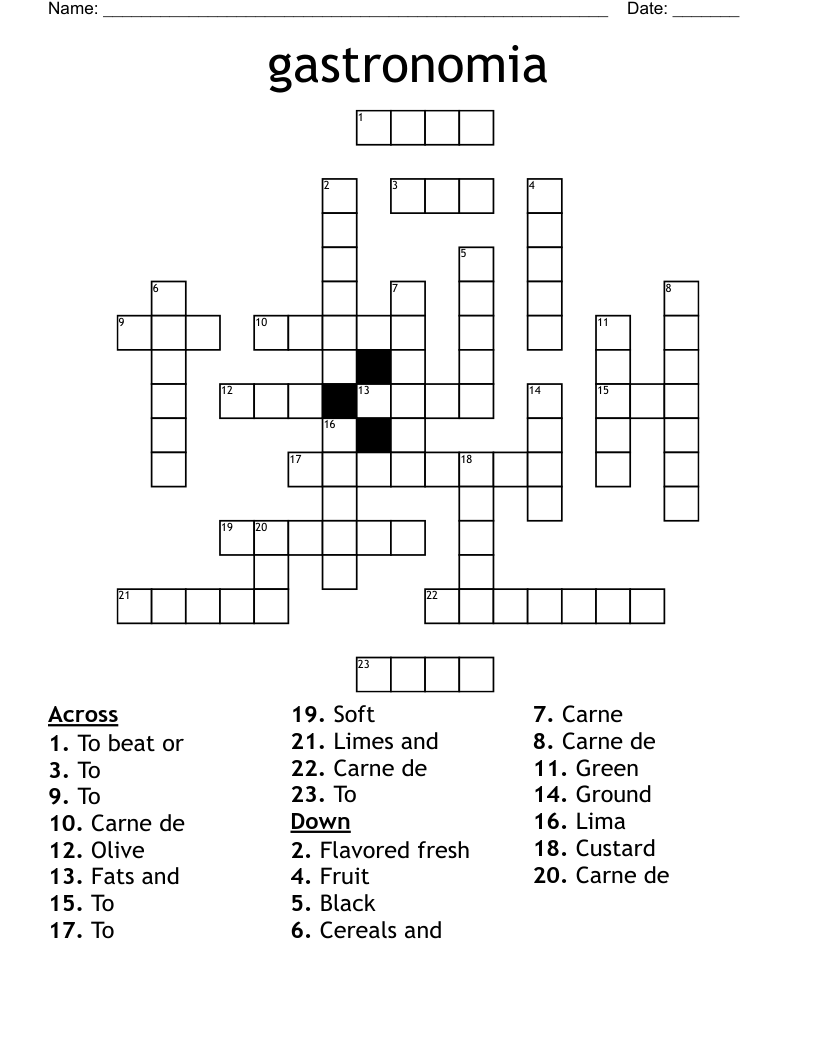 gastronomia Crossword
