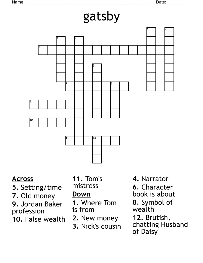 gatsby Crossword