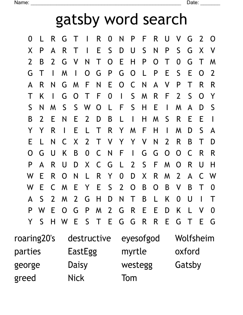 gatsby word search 