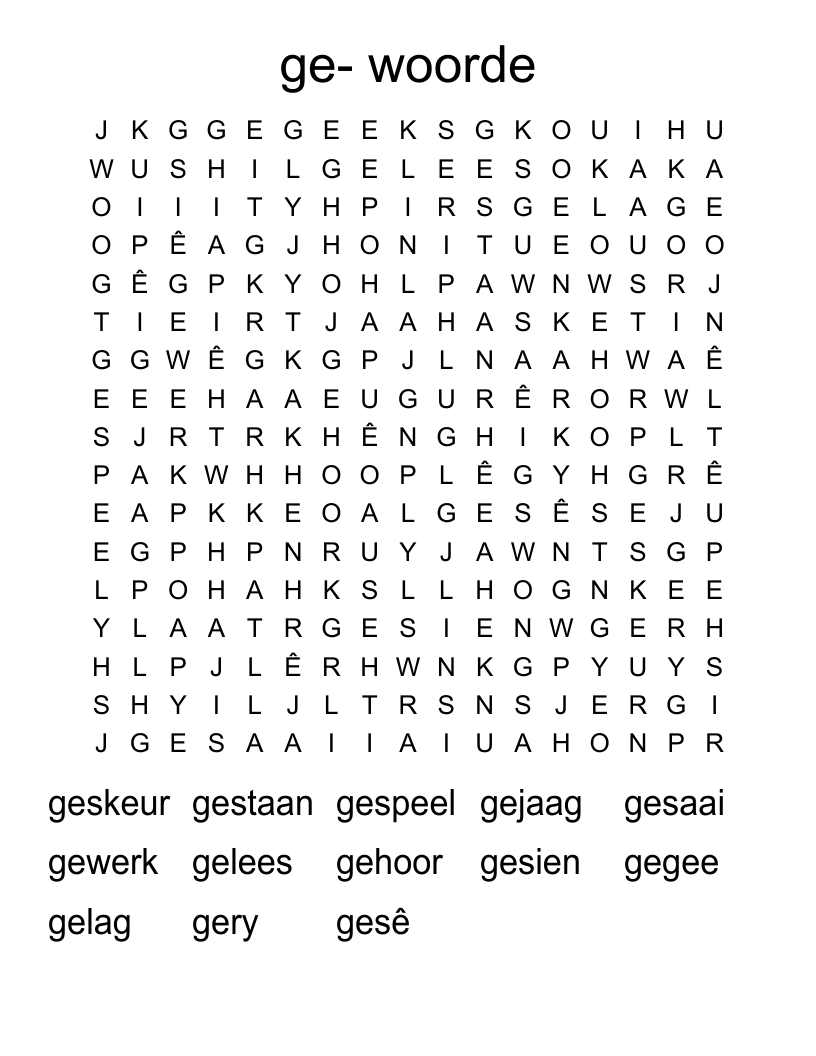 ge-  woorde Word Search