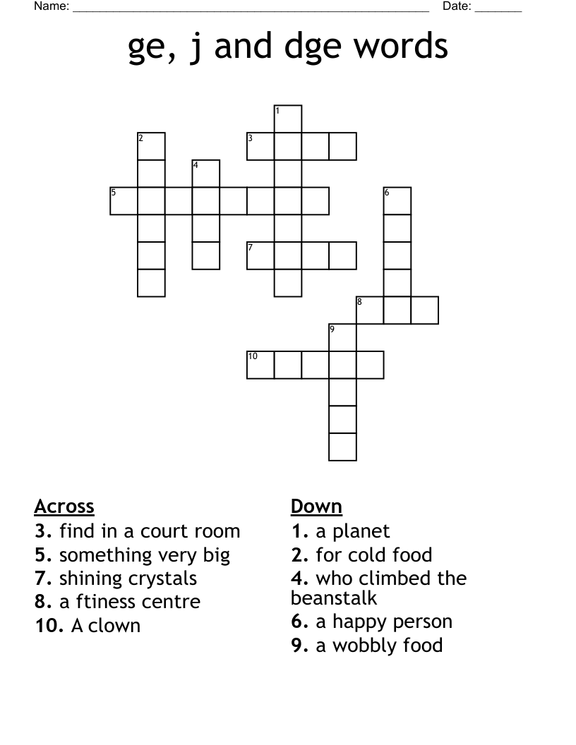 ge, j and dge words Crossword
