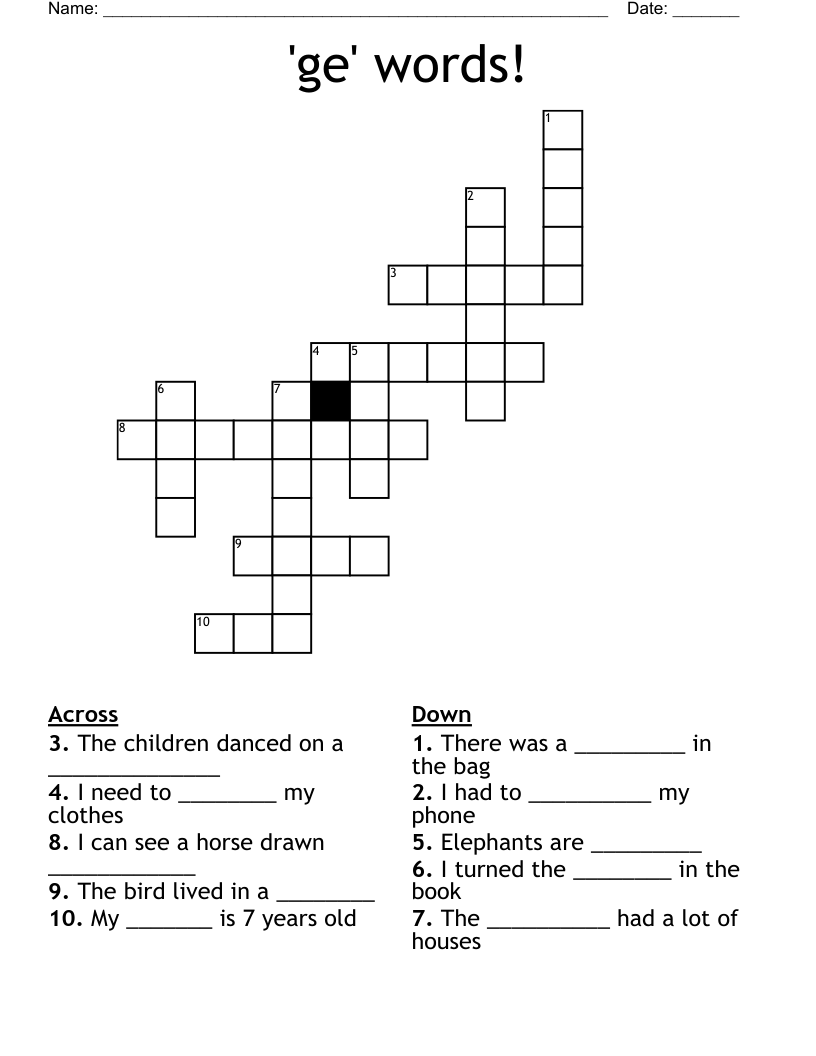 'ge' words! Crossword