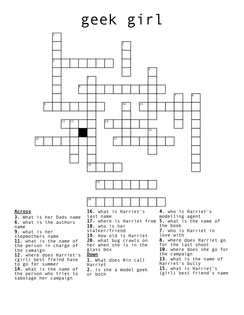 geek girl Crossword
