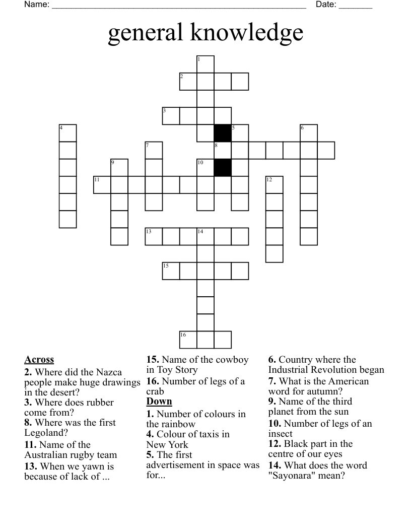 general knowledge Crossword