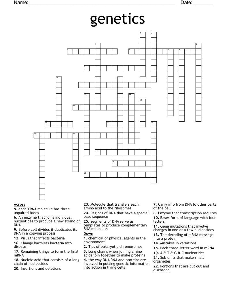 genetics Crossword