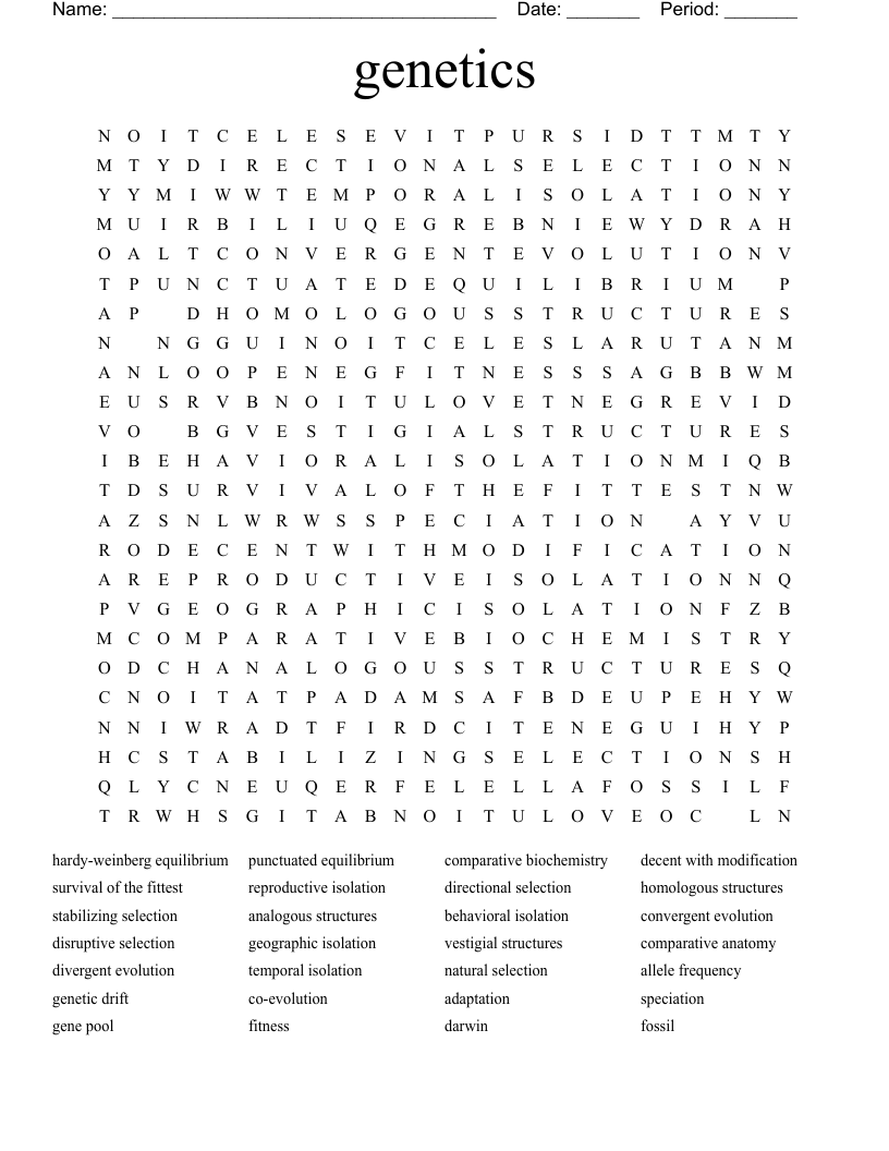 genetics Word Search