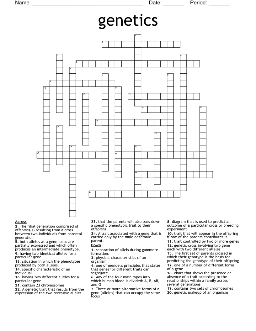 genetics Crossword