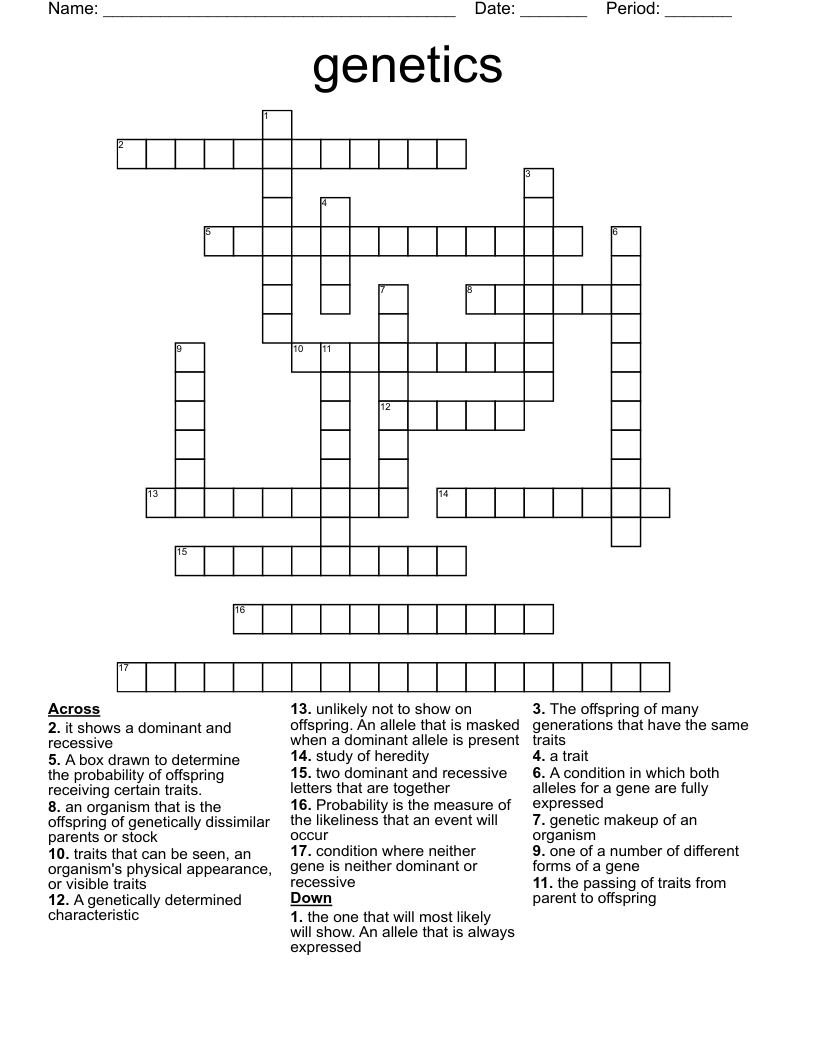 genetics  Crossword