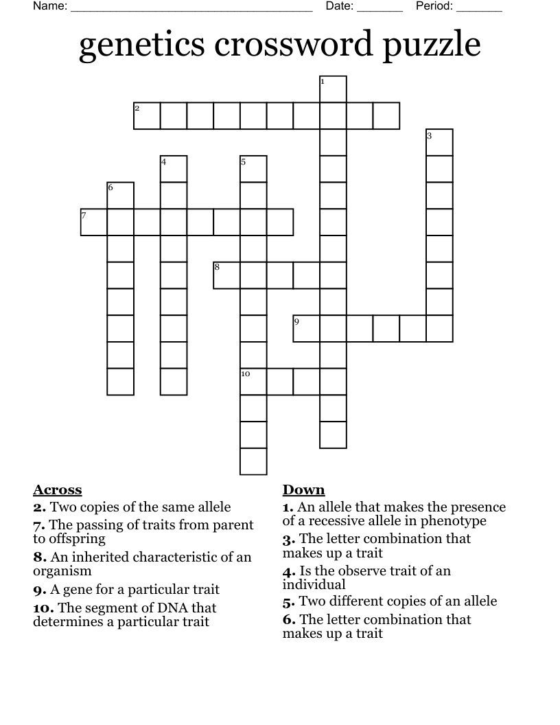 genetics crossword puzzle 