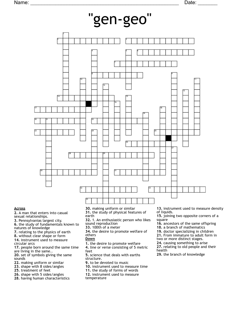 "gen-geo" Crossword