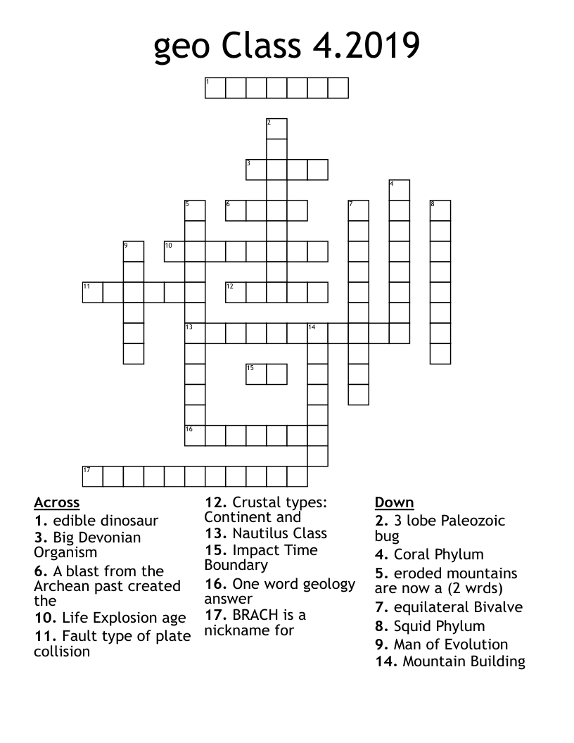 geo Class 4.2019 Crossword
