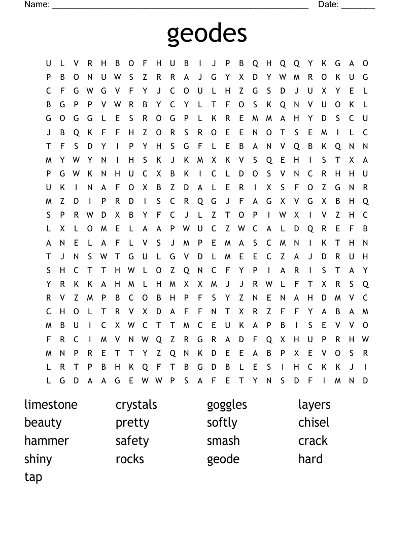 geodes Word Search