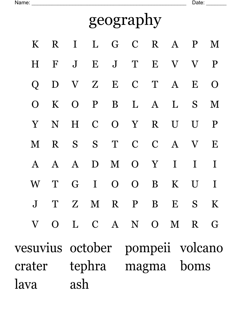 geography Word Search