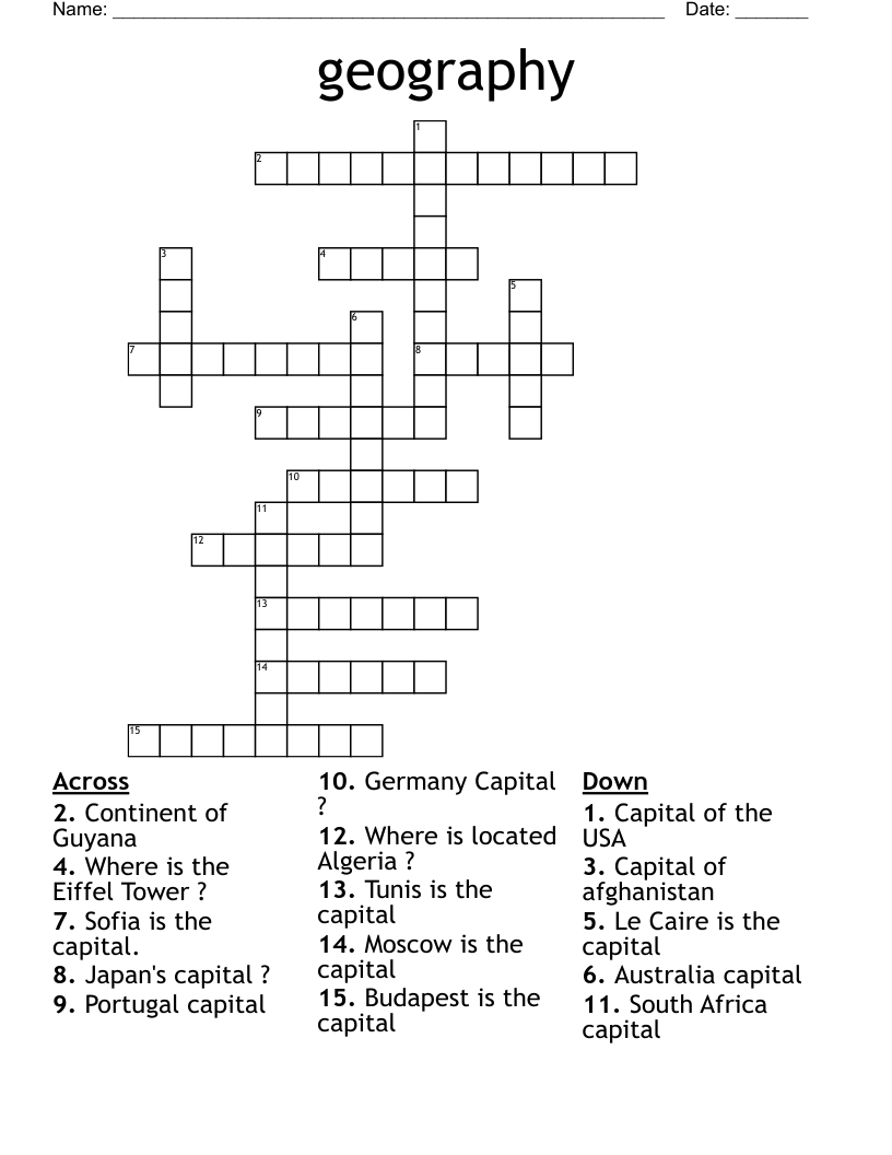 geography Crossword