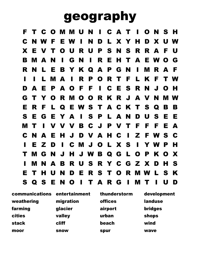 geography Word Search
