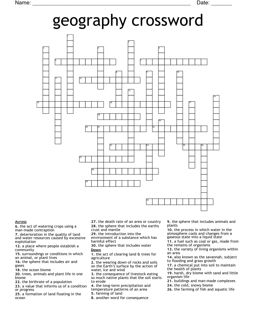 geography crossword