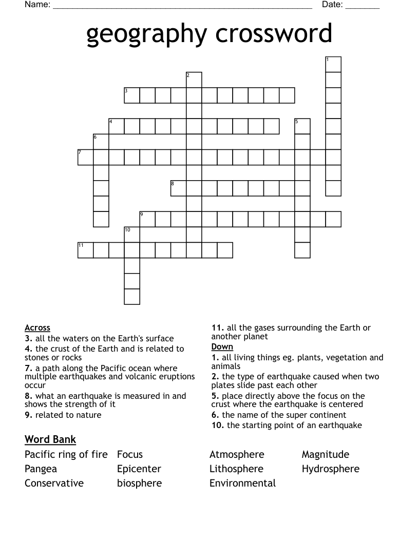 geography crossword