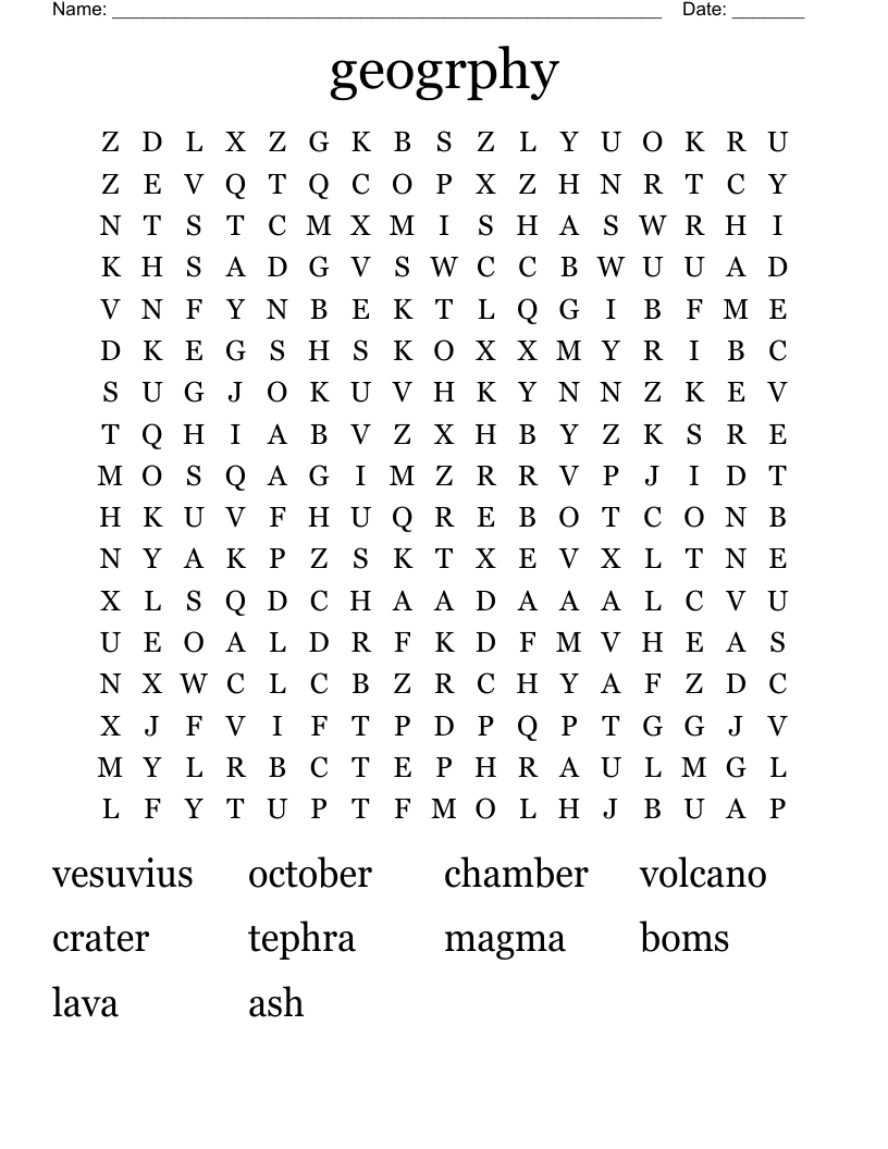 geogrphy Word Search
