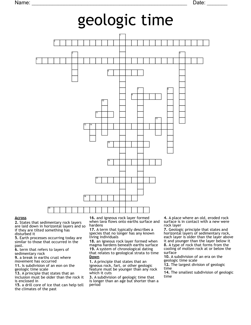 geologic time  Crossword