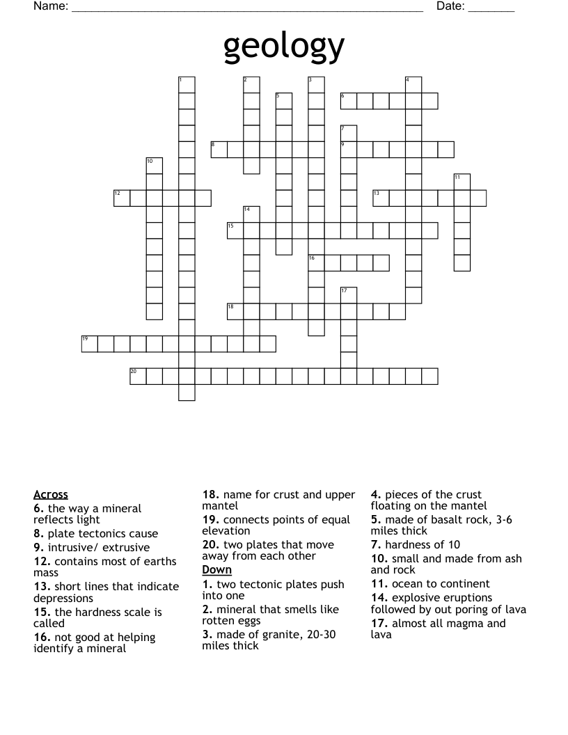 geology Crossword