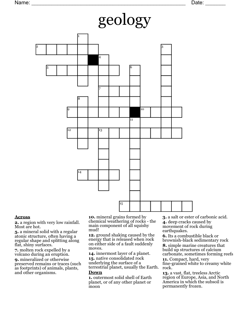 geology Crossword