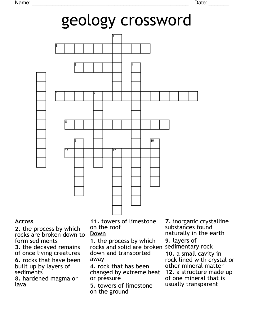 geology crossword