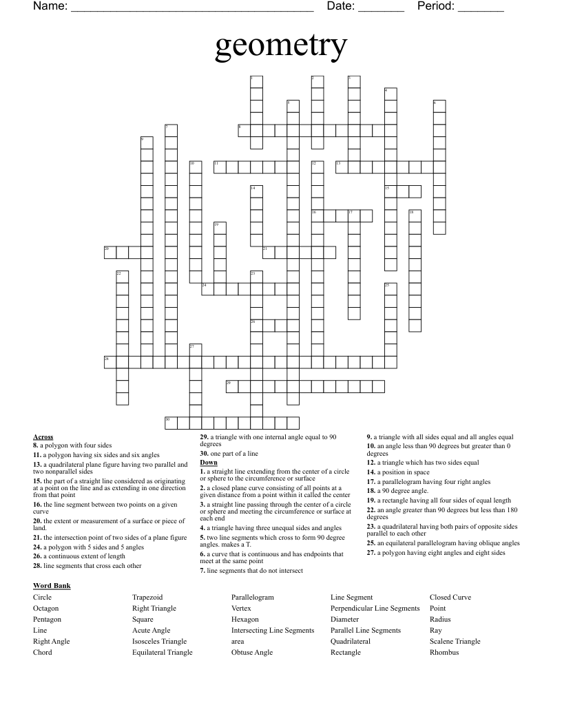 geometry Crossword