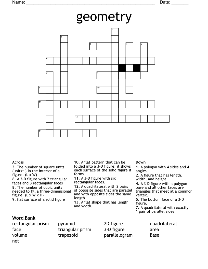geometry Crossword
