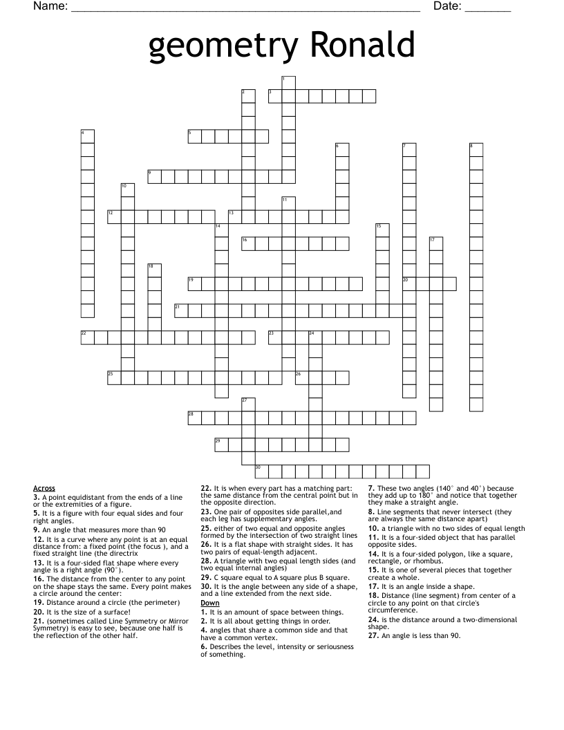 geometry Ronald Crossword