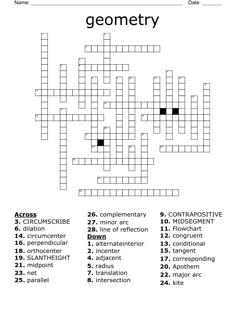 geometry  Crossword