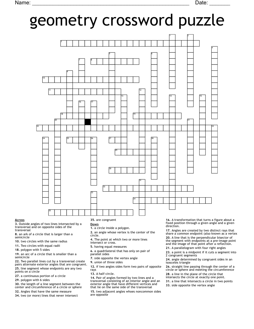 geometry  crossword puzzle