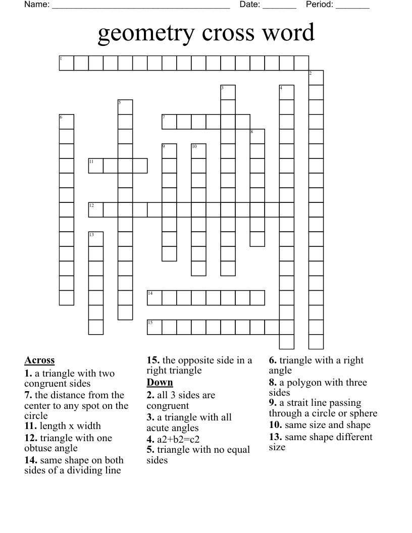geometry cross word