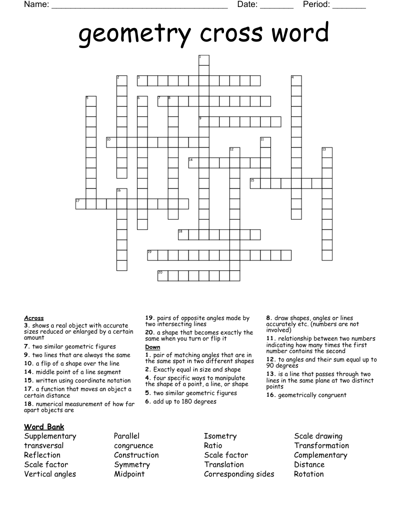geometry cross word