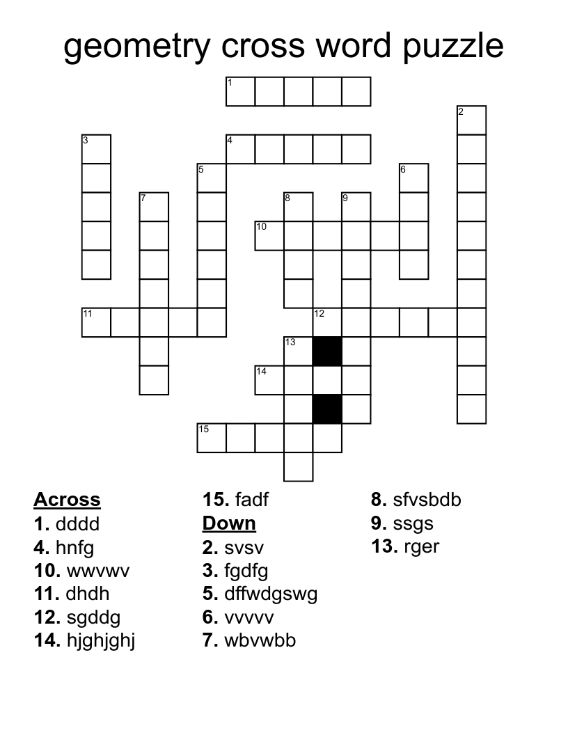 geometry cross word puzzle 