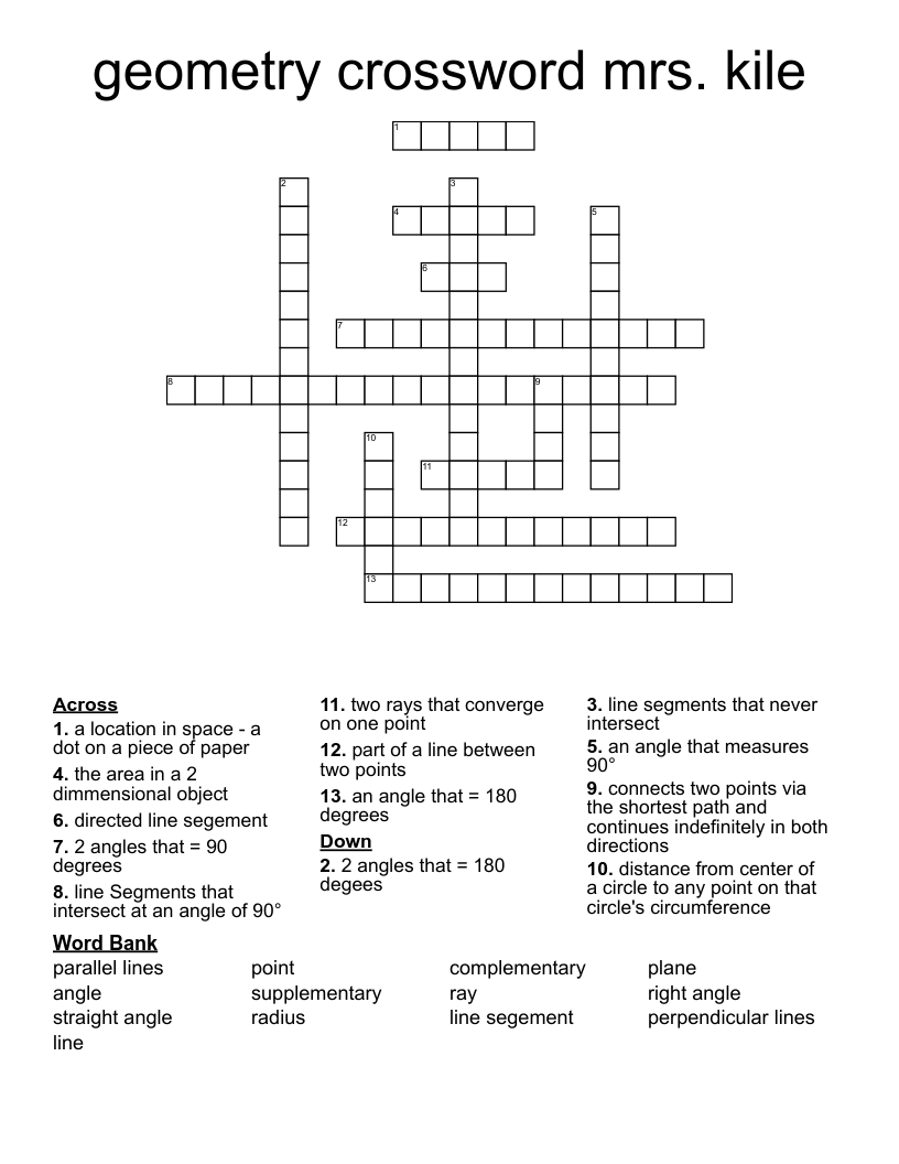 geometry crossword mrs. kile