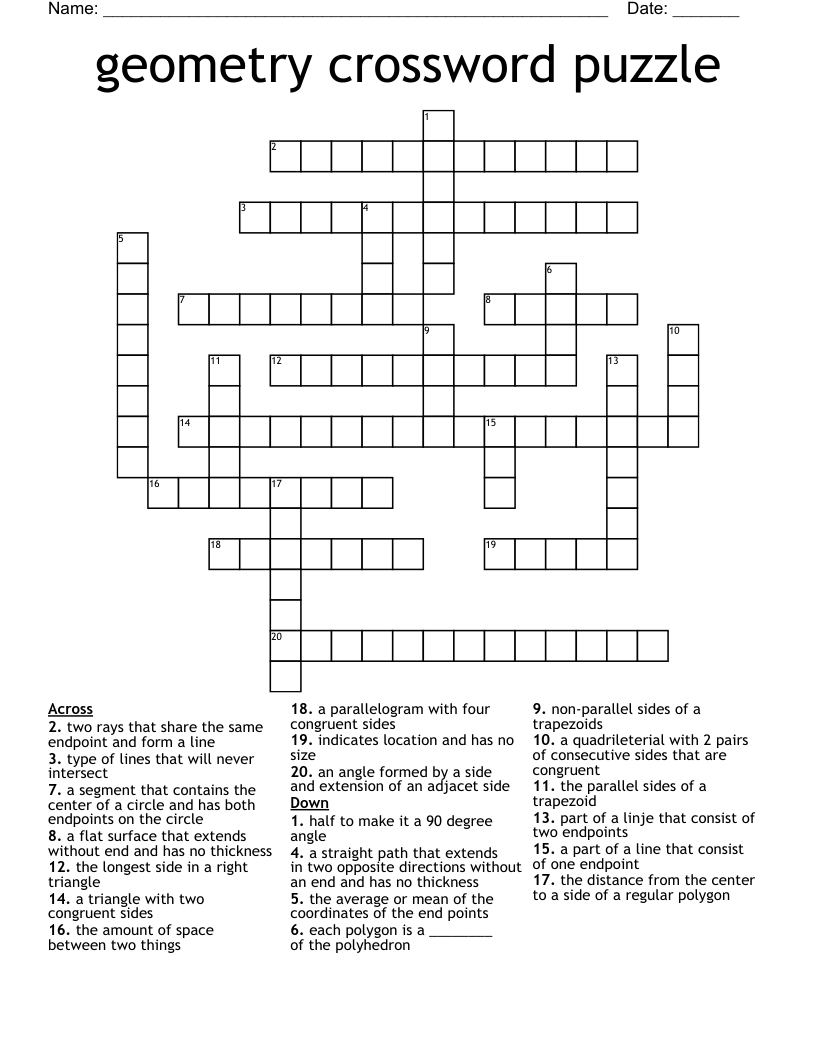 geometry crossword puzzle