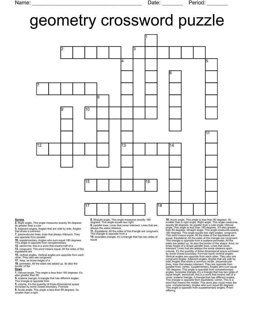 geometry crossword puzzle