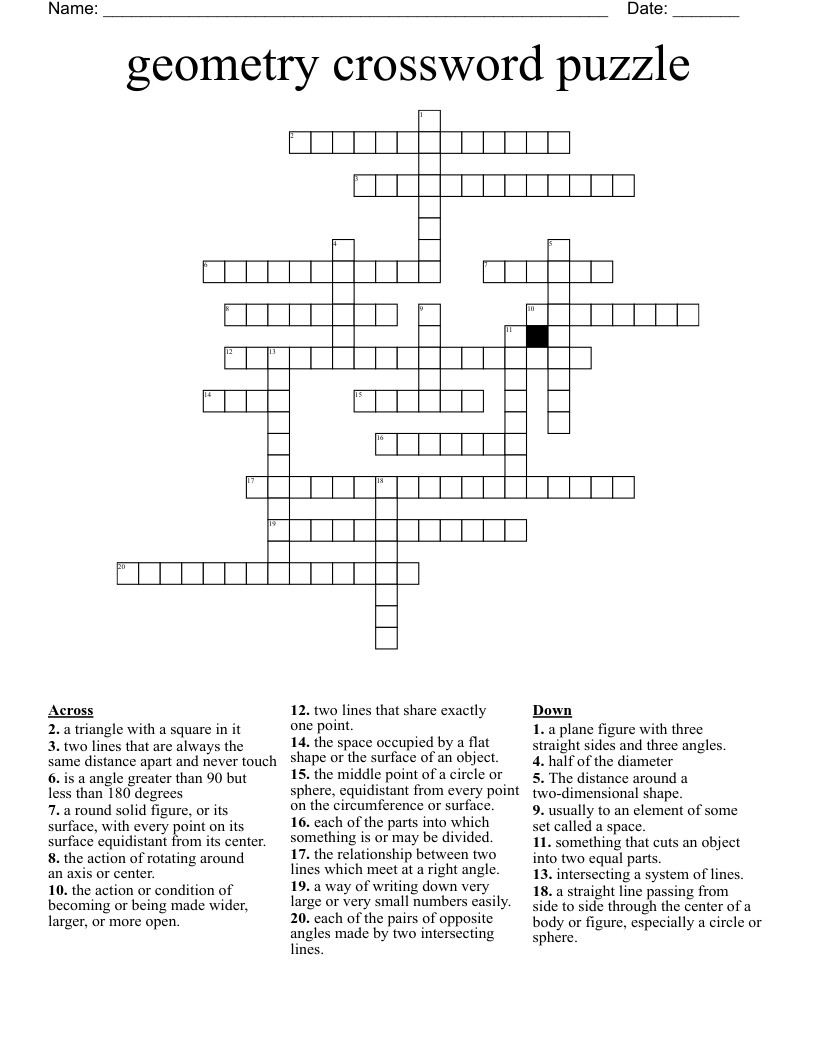 geometry crossword puzzle 