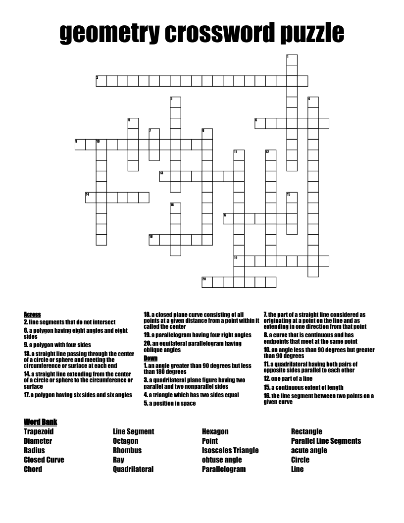 geometry crossword puzzle 