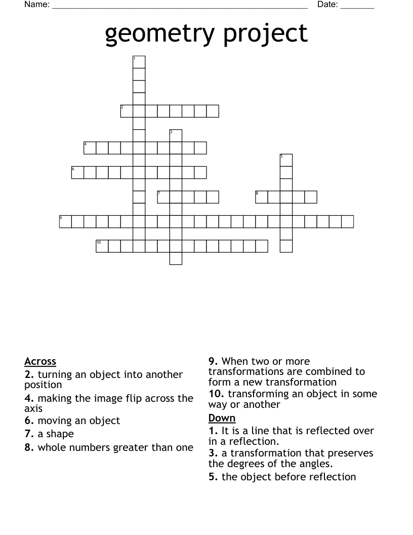 geometry project Crossword