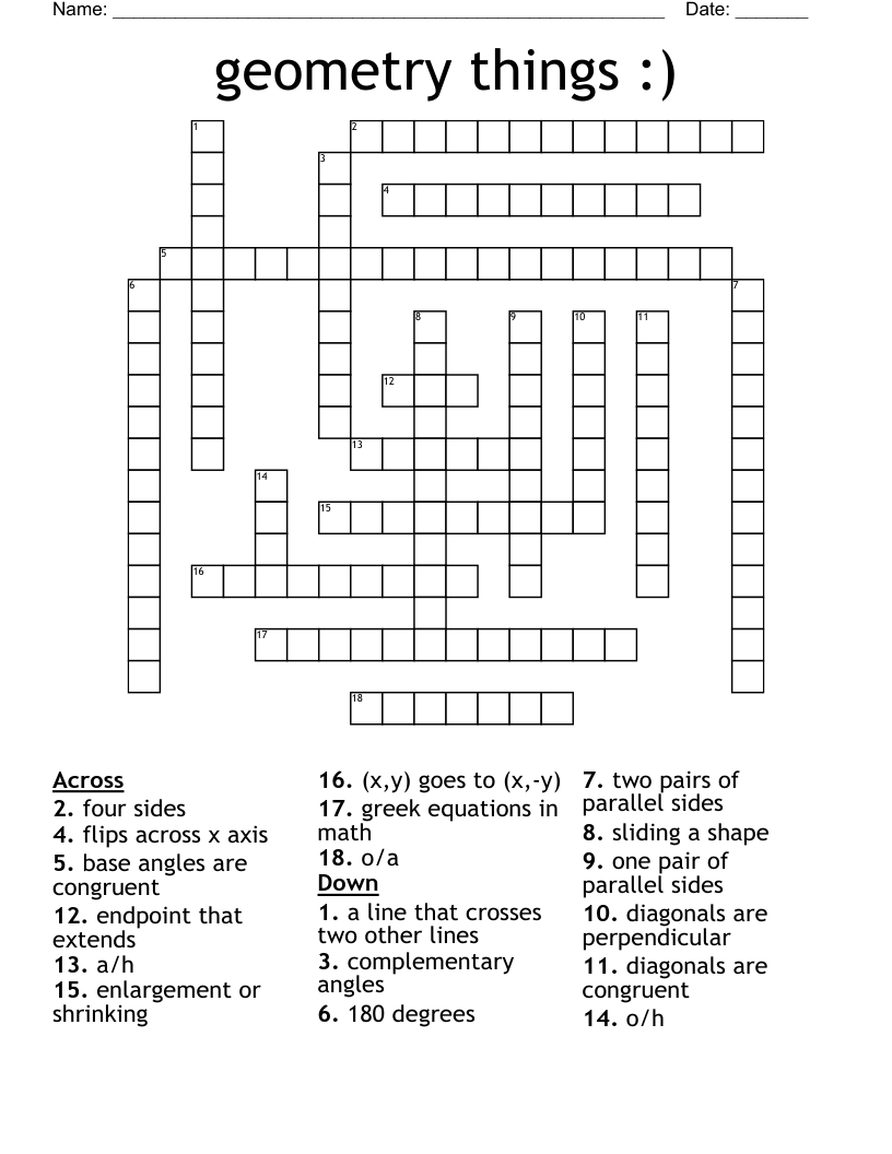 geometry things :) Crossword