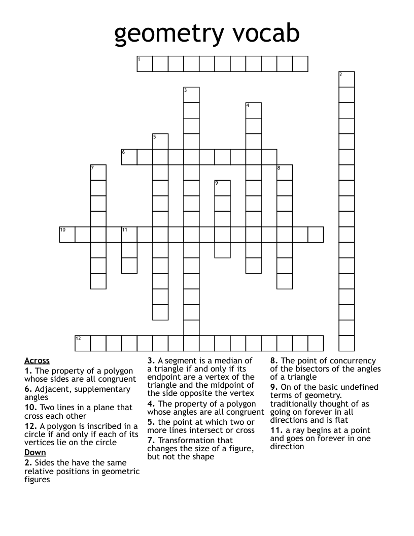 geometry vocab Crossword