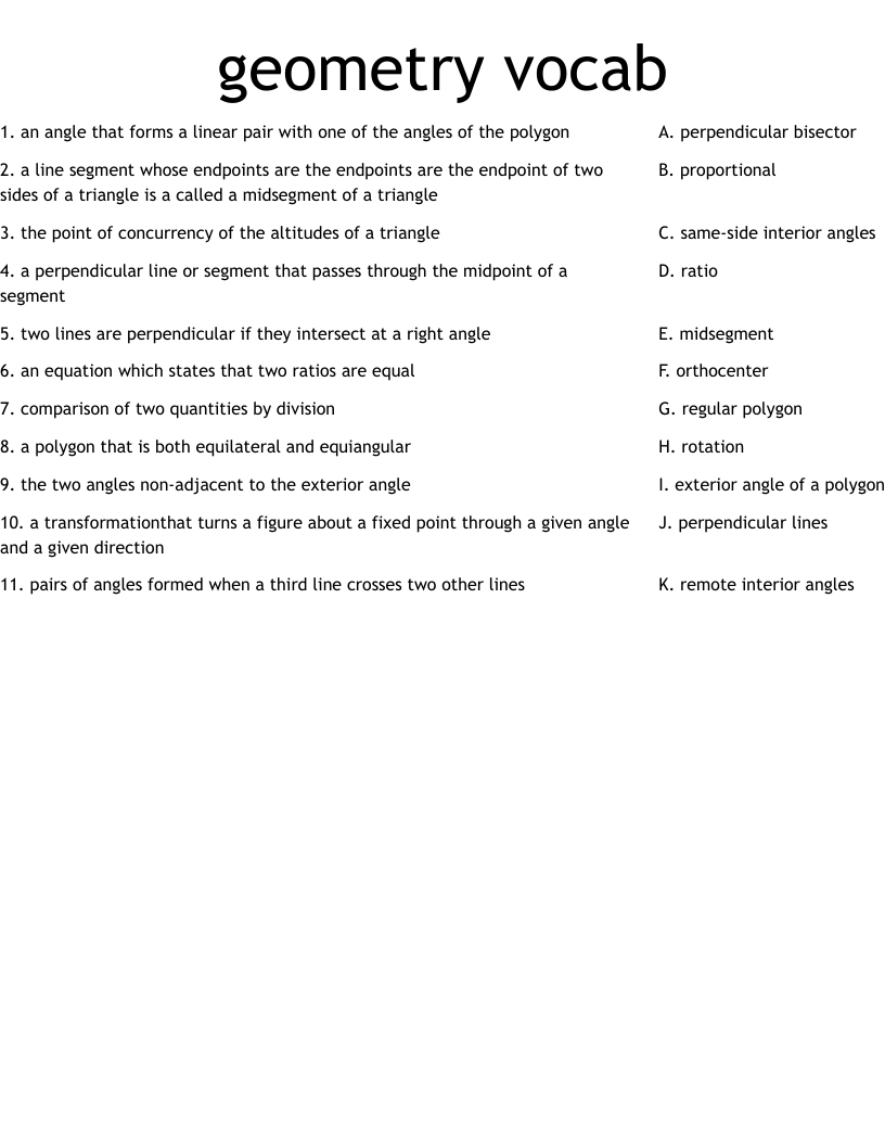 geometry vocab Worksheet